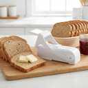 Butter Cutter Slicer and Dispenser, Measuring Dispenser and Keeper, One-Click Operation for Bread Cakes Cookies Breakfast, Food-Grade Plastic with Stainless Steel Blade, White