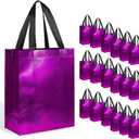18-Pack Purple Reusable Gift Bags with Handles, Bulk Goodie Bags for Valentines Day, Baby Shower, Birthday, Party Favors, Wedding, Holiday Goodie | 8x4x10 Inches | 18 Premium Purple Bag | Eco-Friendly