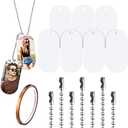 Hicarer 50 Sets Sublimation Blank Dog Tags Set Includes Aluminum Sublimation Stamping Blank Tags Necklace Chain 1 Roll of Tape for DIY Decorative Oval