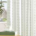 jinchan Boho Linen Blend Curtains 63 Inch Length Country Farmhouse Living Room Window Treatments Sage Green on White Print Rod Pocket Back Tab Geometric Light Filtering Drapes 2 Panels