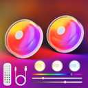 Rechargeable Shower Light No Wiring - 15 Color Changing Mood Light for Shower Bathroom Closet Bedroom Livingroom, 2 Pack