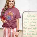 100 Days of School Shirt Teacher Happy 100th Day of School Tshirt Women Casual Teacher Life Tee Tops (Pink, XXL)