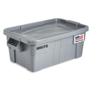 Rubbermaid Commercial Products BRUTE Tote Storage Container with Lid, 14-Gallon-included, Rugged/Reusable Boxes for Moving/Storing in Garage/Basement/Attic/Jobsite/Truck/Camping, Gray (Grey)