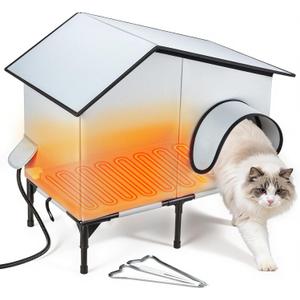 Heated Outdoor Cat House with Heater, Waterproof and Insulated Cat Shelter for Winter, Durable and Warm Cat Houses for Outdoor Cats, Ideal for Feral, Stray, and Barn Cats
