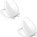 Toilet Seat Elongated, Toilet Seat Oval 18.5 Inch, Soft Close, PP Material, Easy Clean and Safe, No Yellow, White, 2 Pack