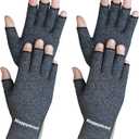 2 Pairs Arthritis Gloves, Hand Compression Gloves for Rheumatoid, Pain Relief, Carpal Tunnel, Swelling, Joint Support, Driving Fingerless Gloves for Women Men (Black, Medium) (Medium (Pack of 4))