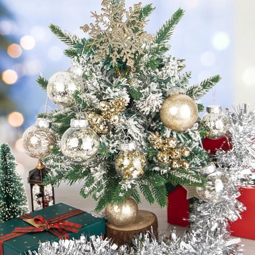 Roberly Champagne Christmas Tree Decorations Set Shatterproof Clear Plastic Christmas Ornaments Balls