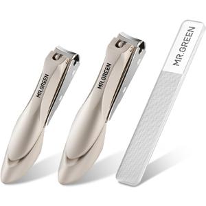 MR.GREEN Nail Clippers Stainless Steel Anti Splash Fingernail Cutter Manicure Tools Bionics Design Pedicure Scissor Nail Trimmer (Nail Clipper Two-Pack (Medium+Large))