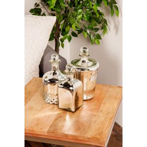 Deco 79 Glass Abstract Decorative Jars, Set of 3 9", 10", 11"H, Silver