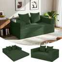 COMAX Futon Sofa Bed, 4in1 Convertible Sofa Bed, Folding Boneless Couches for Living Room, Fold Out Small Foldable Loveseat Floor Sleeper Comfy Mattress Lounge SpaceSaving, Green