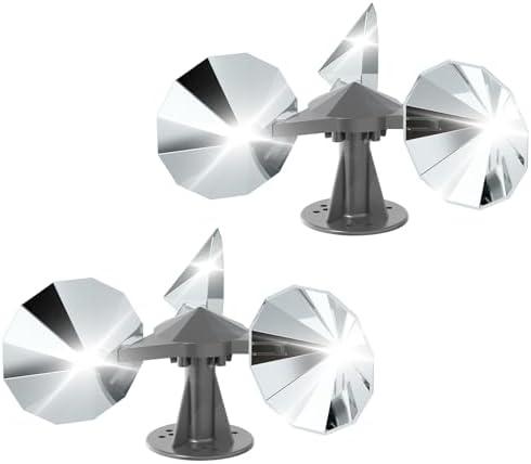 OFFO 2 PCS Bird Scare Reflective Device, Bird Reflector with Plastic Base for Outside, Keep Pigeon Woodpeckers and Sparrows Away for Outdoor Boats Roofs Gardens