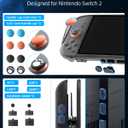 LuxiSync TPU Protective Case for Switch 2 Console  Ergonomic Carbon Fiber Grip, Shock-Absorbing Cover, 2 Screen Protectors, Thumb Grips & Dust Plugs