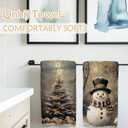 Christmas Kitchen Towels, Winter Xmas Holiday Dish Tea Towels for Kitchen Decor, Rustic Christmas Snowman Xmas Tree Decorative Hand Towels for Bathroom, 16x24 Inch Set of 2