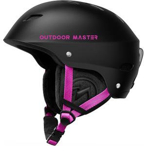 OutdoorMaster Kelvin Ski Helmet - Snowboard Helmet for Men, Women & Youth (Medium, Black+pink)