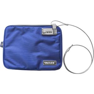 Vaultz Locking Pool Pouch - Water-Resistant Combination Locking Pouch w/Tether for Cash, Pool, Beach, Bank, or Travel - 7.5 x 9 Inches, Medium, Blue