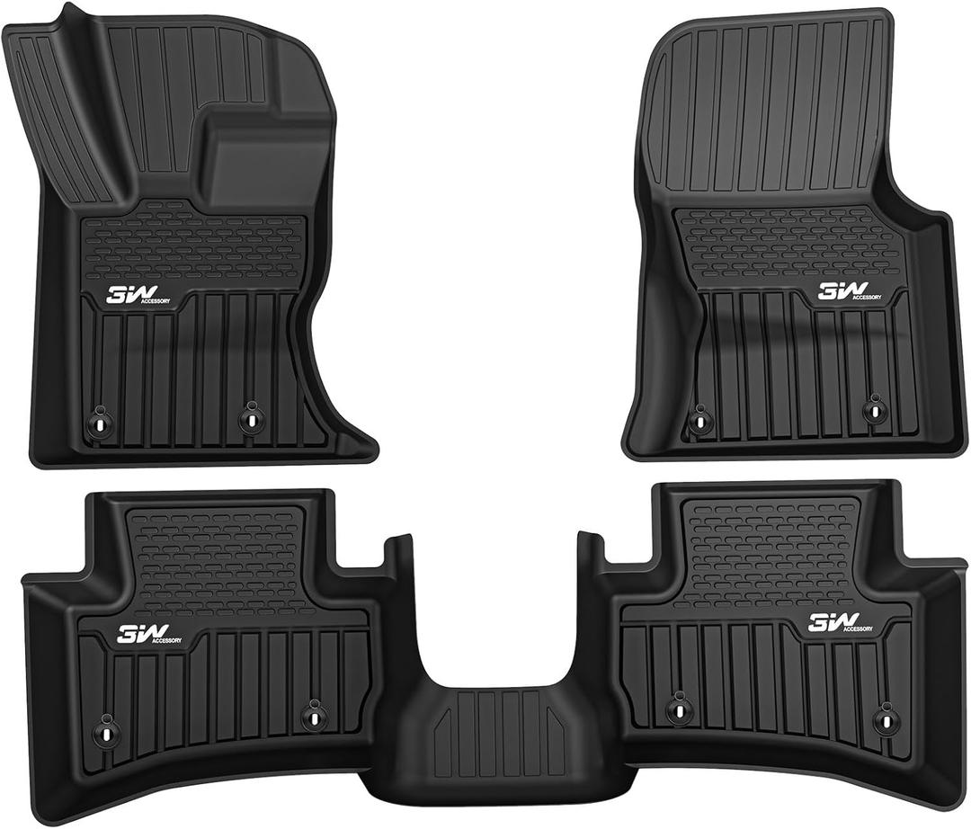 3W Floor Mats Fit 2017-2025 2026 Range Rover Land Rover Velar/Jaguar F-Pace, TPE All Weather Custom Fit Floor Liner for Range Rover Velar 1st and 2nd Row Full Set Car Liners Black