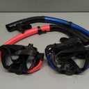 Snorkeling Gear for Adults, Dry Top Snorkel Mask Set 2 Pack Scuba Diving Mask Snorkel Gear Anti Fog Snorkeling Packages Tempered Glass Panoramic View Nose Cover (Blue&Pink)