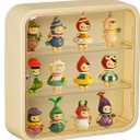 Clear Display Case for Figures, Wall-Mounted Doll Storage Box, Adjustable Display Stand with Door Dust and Moisture Proof Suitable for Lego Collectibles Action Figures Pop Mart (Yellow)