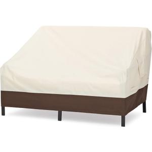 Amazon Basics 2-Seater Deep Lounge Sofa, Outdoor Couch and Patio Furniture Covers, Waterproof, Anti-UV, Durable, Beige/Tan