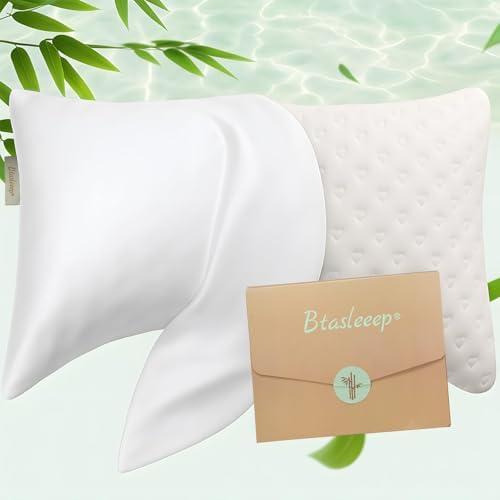 Cooling Curved Pillowcase for Side Sleeper Pillow - Rayon Derived from Bamboo Pillowcase with Zipper, Breathable and Soft Silky Cover for Hot Sleeper Protecting Hair & Skin Queen Size 1 Pack, White