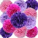 We Moment Purple Pink Tissue Paper Pom Poms for Purple Pink Girl Party Decoration Ceiling Wall Hanging Tissue Pom Poms 12pcs 4 Colors Hot Pink Light Pink Deep Purple Light Purple of 12 Inch 10 Inch