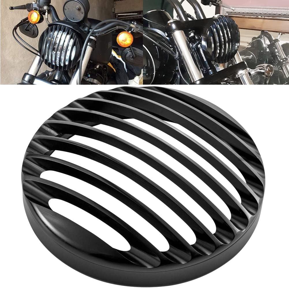 KATUR 5 3/4" Black Aluminum Headlight Grill Cover for 2004-2014 Har-ley Sportster XL 883 1200