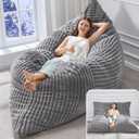Hobestluk 3 in 1 Bean Bag Chair Giant Bean Bag Chairs Convertible Bean Bag Floor Cushion with Machine Washable Cover, Beanbag Chairs for Adult (Grey)