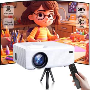 2025 Mini Bluetooth Projector,Full HD Portable Outdoor Movie Projector with Built-in Speaker Video Projector Compatible with Smartphone, HDMI, USB, AV, Fire Stick, PS5 for Home, Bedroom, Outdoor