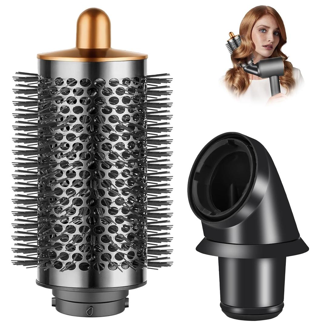 Large Round Volumizing Brush for Dyson Airwrap with Adaptor for Dyson Supersonic Hair Dryer HD01 HD02 HD03 HD04 HD07 HD08, Hair Styling Tool for Add Shine Smooth Volumious
