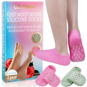Foot Moisturizing Socks 2Pairs,Silicone Socks for Women,Gel Socks for Foot Care,Silicone Socks for Repairing and Softening Dry Cracked Feet Women-Self Care Gifts