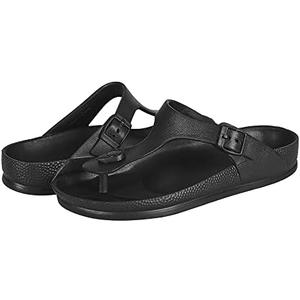 FUNKYMONKEY EVA Flip Flops Waterproof Adjustable Thong Sandals for Mens and Womens, (9 M US, Black/ Women)