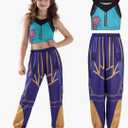 Pop Hunters Singers Demon Costume Outfits Halloween Cosplay Dress 3Pcs Weapon Accessories, 120