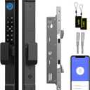 Sliding Door Smart Lock, Sliding Door Lock Fingerprint with Keypad RFID Bluetooth APP Smart Lock Digital Biometric Patio Door Lock Double Hook 2885 Mortise Lock Set with Handle