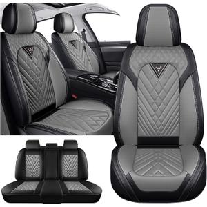 Full Set for Toyota RAV4 Car Seat Covers 2000-2026, Waterproof Nappa Leather Car Seat Protector, Comfortable and Anti-Slip Car Seat Cover&Accessories(5 Seats/Black Gray)