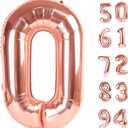 Rose Gold Number Balloon 40 Inch, 0 Number Balloons, 10 20 30 40 50 Numbers Balloon Birthday Decorations, Party Supplies for Women Men