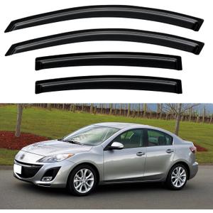 Window Visors Rain Guards Shield for 2010 2011 2012 2013 Mazda 3 Sedan, Out-Channel Window Vent Wind Deflectors Visors Shades for 10 11 12 13 Mazda 3 (Not for Mazda 3 Hatchback)