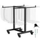 VEVOR Folding Chair Rack, 200 LBS Capacity, T-Shape Chair Cart for 14 Chairs, Heavy-Duty Metal Chair Storage Dolly with Rubber Wheels, Multi-Function Chair Holder for Party Event,Hotel, Matte Black