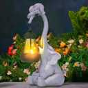 Solar Garden Elephants Statues for Outside Decor Yard Decorations for Patio Balcony Backyard Lawn Ornaments Retirement Gift for Women Grandma Mom Gardening Gifts