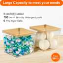 4 Pack Laundry Detergent Container, Clear Laundry Room Organization Containers, Large Laundry Powder Storage Organizer Wooden Lids with Scoop