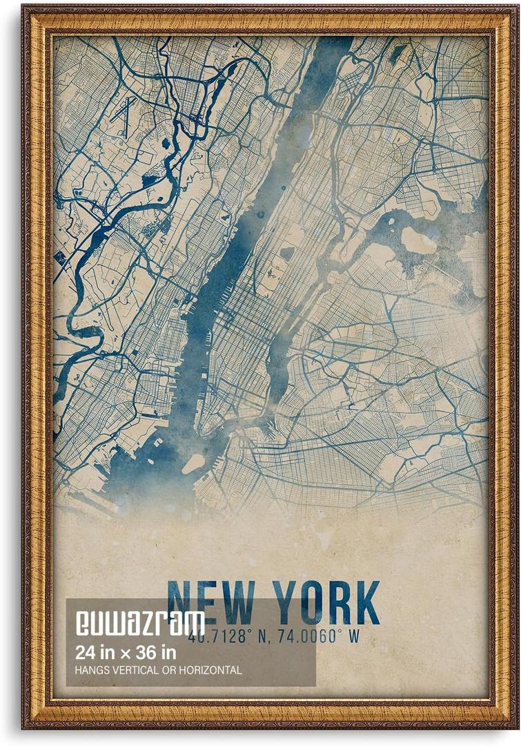 24x36 Classic Gold Picture Frame - Single Frame, 24 x 36 Ornate Vintage Poster Frame for Wall Decor & Gallery Walls