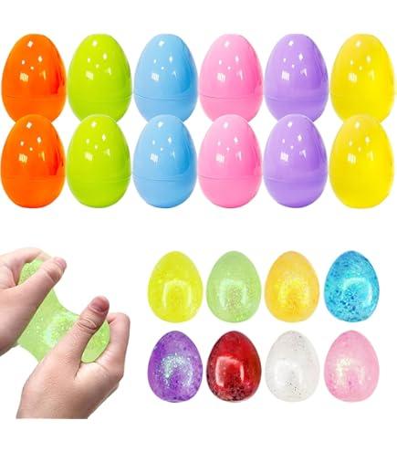 6 Pack Easter Basket Stuffers for Kids , Easter Bunny Squishy Stress Balls, FlourMade Easter Toys for Stress Relief, 6 Colors, Easter Gifts & Decor(Egg Shape)