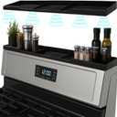 Silicone Magnetic Over the Stove Shelf for Back of Stove - Magnetic Stove Top Shelf and Over Stove Shelf, Over Oven Shelf for Top of Stove, Over the Stove Spice Rack, Includes 6 Extra Plates (Black)