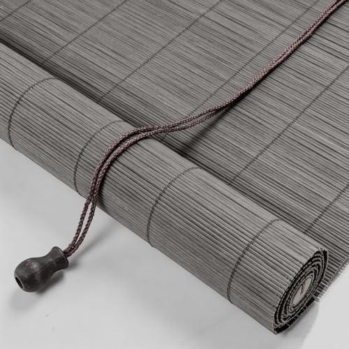 Bamboo Blinds for Interior Windows, 56"W X 48"H Bamboo Roller Shades Indoor | Roll Up Shades Light Filtering for Outdoor Patio, Decks, Porch, Backyards Natural Bamboo Material, Easy to install