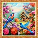 DMCVIVR Stamped Cross Stitch Kits for Beginners Adults Needlepoint Kits for Beginners Embroidery Kits for Adults Crossstitch Kit for Beginners 11CT-Bird House 18x18 inch (Artdesign35)