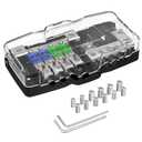 Joinfworld Fused Power Distribution Block Car Audio 4 Way MIDI(Mini-ANL) Fuse Block 12V 0/4 Gauge with Ground for Auto UTV Boat Stereo Amp