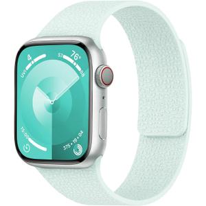 Magnetic Silicone Band Compatible with Apple Watch Band 38mm 40mm 41mm 42mm 44mm 45mm 46mm 49mm Women Men, Soft Waterproof Sport Strap for iWatch Series 11 10 9 8 7 6 5 4 3 2 1 SE Ultra (Mint Green)
