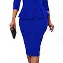 BestGirl Women's Peplum Dresses Bodycon 3/4 Sleeve Wear to Work Office Sheath Dress, XXL
