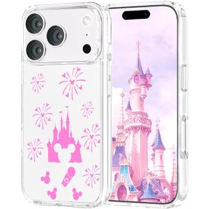 Case Designed for iPhone 17 Pro Max 6.9 InchCute Pink Castle PatternsAnti-YellowingShockproofWaterproofProtective Slim Clear Cover for Women Girl
