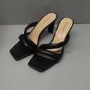 Modatope Square Open Toe Heels for Women Strappy Chunky Block Heeled Wedding Comfort Dressy Slides Sandals Size 10