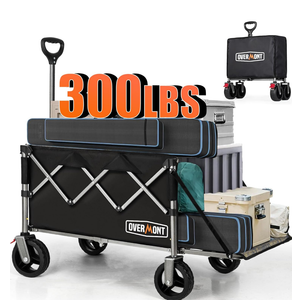 Overmont 200L Foldable Wagon Cart - 49.2" Extended Heavy Duty Collapsible Folding Utility Wagon with All-Terrain Big Wheels for Outdoor Camping Sports Garden Beach Grocery - 300lbs Support